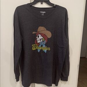 Wrangler Dark Gray Skull Graphic Long Sleeve